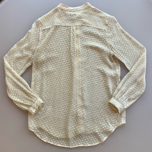 Equipment | Sheer Metallic Dot Button Up in Gold & Cream | Small - Picture 4 of 6